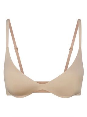 NWT Skims Wireless Form Push Up Plunge Bra Sand Beige Sz 36C